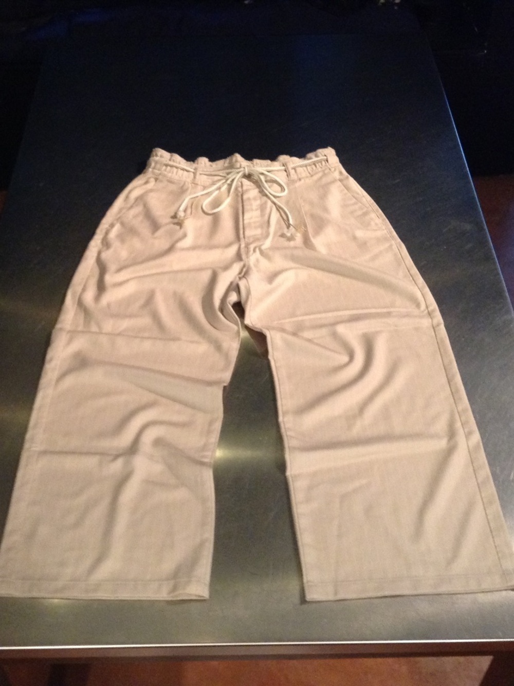 Johnbull Pants Women's L Beige Pinstriped Pleated Wide Leg Relaxed Japan